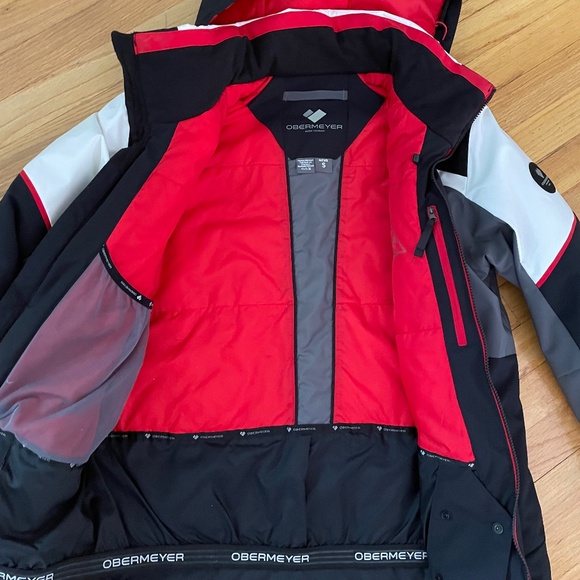 Obermeyer Foundation Jacket Mens Small Ski Coat - Red Black White - Picture 2 of 2